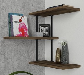 Ράφι Τοίχου Καρυδί / Μαύρο DROGO 45x20x47.4