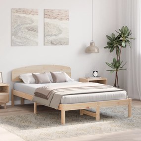 vidaXL Κρεβάτι με Κεφαλάρι 135x190 cm Μασίφ ξύλο πεύκου