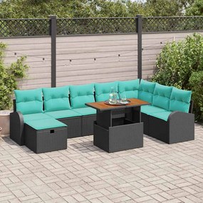vidaXL Σετ Καναπέ Κήπου 9 pcs Μαύρο συνθετικό ρατάν