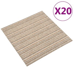 vidaXL Μοκέτα Πλακάκι 20 τεμ. Μπεζ Ριγέ 5 μ² 50x50 εκ.