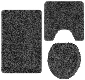 vidaXL Πατάκι μπάνιου 3 pcs Σκούρο γκρι 50 x 50 cm Πολυπροπυλένιο
