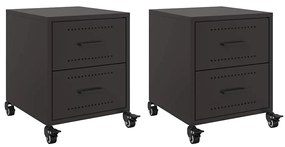 vidaXL Κομοδίνα 2 τεμ. Μαύρο 36x39x43,5 εκ. από Χάλυβα