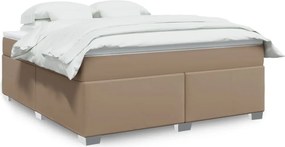 vidaXL Κρεβάτι Boxspring με Στρώμα Καπουτσίνο 180x200 εκ. Συνθ. Δέρμα