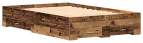 vidaXL Κρεβάτι με Συρτάρια Παλιού Ξύλου 120x190 εκ. Κατασκευασμένη Ξυλεία