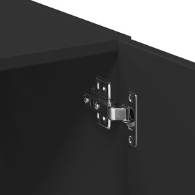 Ραφιέρα με Ντουλάπια Μαύρη 80x42,5x225 εκ. από Επεξ. Ξύλο - Μαύρο