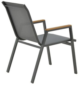 Armchair Azelie dark grey textilene-dark grey aluminium leg-plywood arms 77x55x94cm 77x55x94 εκ.