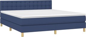 vidaXL Κρεβάτι Boxspring με Στρώμα Μπλε 160x200 εκ. Υφασμάτινο