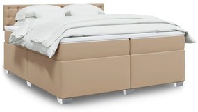 vidaXL Κρεβάτι Boxspring με Στρώμα Καπουτσίνο 200x200εκ.από Συνθ.Δέρμα