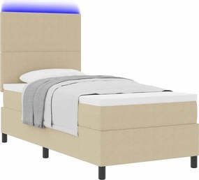 vidaXL LED Κρεβάτι με βάθρο Ανοιχτό Γκρι και Λευκό 100 x 200 cm