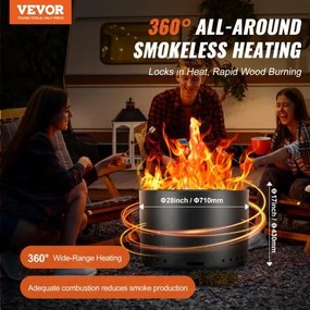 VEVOR Smokeless Fire Pit Stove Bonfire 71,1 cm Dia Wood Καύση Ανοξείδωτο