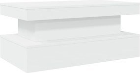 vidaXL Τραπεζάκι Σαλονιού με LED Λευκό 90 x 50 x 40 εκ.