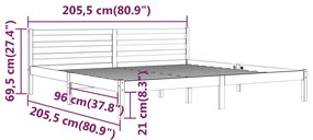 ΠΛΑΙΣΙΟ ΚΡΕΒΑΤΙΟΥ ΓΚΡΙ 200 X 200 ΕΚ. ΑΠΟ ΜΑΣΙΦ ΞΥΛΟ ΠΕΥΚΟΥ 810452