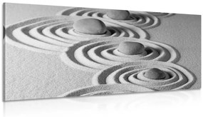 Εικόνα πέτρες Zen στην άμμο σε μαύρο & άσπρο - 100x50