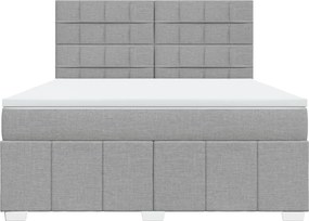 vidaXL Κρεβάτι Boxspring με Στρώμα Ανοιχτό Γκρι 180x200 εκ. Υφασμάτινο