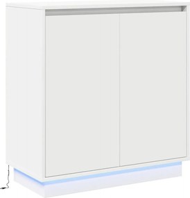 vidaXL Πλευρικό Τραπέζι LED Λευκό 71 x 34,5 x 75 εκ.