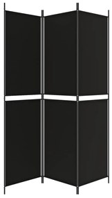 vidaXL Διαχωριστικό Δωματίου με 3 Πάνελ Μαύρο 150x200 εκ. από Ύφασμα