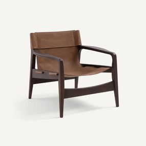 Πολυθρόνα από μασίφ βαμμένη δρυ και δέρμα, ALBERTO