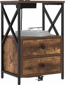 vidaXL Κομοδίνο 2 τμχ. Καπνιστό Δρύς 40 x 31 x 60 εκ.