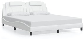 Πλαίσιο Κρεβατιού με LED Λευκό 180x200εκ. Συνθετικό Δέρμα - Λευκό