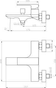 Acquanet Square 1001 Chrome - Μπαταρία λουτρού