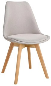 Καρέκλα Gaston μπεζ ύφασμα και ξύλινο πόδι σε φυσική απόχρωση 48x55x83εκ 48x55x83 εκ.