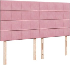 vidaXL Κρεβάτι Boxspring με Στρώμα Ροζ 180x200 εκ. Βελούδινο