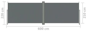 Σκίαστρο Πλαϊνό Συρόμενο Ανθρακί 220 x 600 εκ. - Ανθρακί