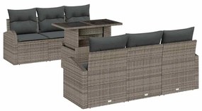 vidaXL Σετ Καναπέ Κήπου με μαξιλάρι 7 pcs Γκρι Πολυ ράταν