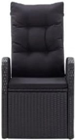 vidaXL Σετ Τραπεζαρίας Κήπου 3 Τεμαχίων Μαύρο με Μαξιλάρια