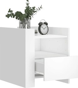 vidaXL Κομοδίνο Λευκό 45x50x50 εκ. από Επεξεργασμένο Ξύλο