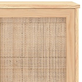 vidaXL Συρταριέρα Καφέ 105x30x60 εκ. Μασίφ Πεύκο &amp; Φυσικό Ρατάν
