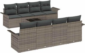vidaXL Σετ Καναπέ Κήπου 9 pcs Γκρι Πολυ ράταν