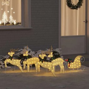 vidaXL LED Ελάφια 5 pcs Χρυσό ύφασμα