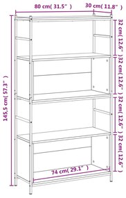 Βιβλιοθήκη Καπνιστή Δρυς 80x30x145,5 εκ. Επεξεργ. Ξύλο/Σίδηρος - Καφέ