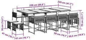 vidaXL Σετ Τραπεζαρίας Κήπου 13τεμ. Μαύρο από Συνθ. Ρατάν με Μαξιλάρια