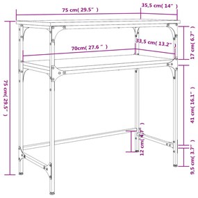 Τραπέζι Κονσόλα Γκρι Sonoma 75x35,5x75 εκ. Επεξεργασμένο Ξύλο - Γκρι