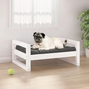 vidaXL Κρεβάτι Σκύλου Λευκό 65,5x50,5x28 εκ. από Μασίφ Ξύλο Πεύκου