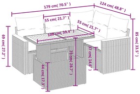 vidaXL Σετ Καναπέ Κήπου 5 Τεμαχίων Μαύρο Συνθετικό Ρατάν με Μαξιλάρια