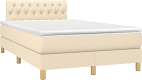 vidaXL Κρεβάτι Boxspring με Στρώμα &amp; LED Κρεμ 120x200 εκ. Υφασμάτινο