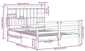 ΚΡΕΒΑΤΙ ΒΙΒΛΙΟΘΗΚΗ ΧΩΡΙΣ ΣΤΡΩΜΑ 140X190 ΕΚ ΜΑΣΙΦ ΞΥΛΟ ΠΕΥΚΟΥ 3321930