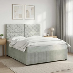vidaXL Κρεβάτι box spring με στρώμα Ανοιχτό γκρι 180 x 200 cm Βελούδο