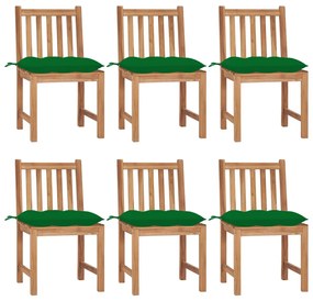 vidaXL Καρέκλες Κήπου 6 τεμ. από Μασίφ Ξύλο Teak με Μαξιλάρια
