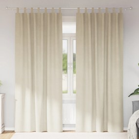 vidaXL Curtains blackout  με κρεμαστούς βρόχους 2 τεμάχια Κρεμ Βελούδο