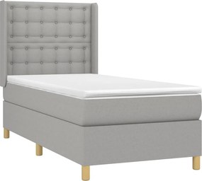 vidaXL Κρεβάτι Boxspring με Στρώμα Ανοιχτό Γκρι 80x200 εκ. Υφασμάτινο