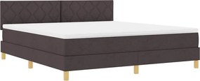 vidaXL LED Κρεβάτι με βάθρο Σκούρο Καφέ 180 x 200 cm ύφασμα