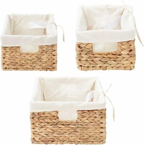 vidaXL Καλάθια Αποθήκευσης 3 pcs Φυσικό Υάκινθος νερού