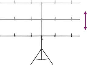 vidaXL Βάση Φόντου σε Σχήμα Τ Μαύρη 201x60x(70-200) εκ.