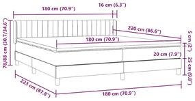 Box Spring κρεβάτι με στρώμα ανοιχτό γκρι 180x220 cm Βελούδινο - Γκρι