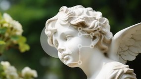 Intra Συλλεκτικό Ξύλινο Παζλ Plywood 4mm - Γαλήνιο γλυπτό αγγέλου Σε Ξύλινο Κουτί - Διαστάσεις Puzzle: 10x10 cm – 25 κομμάτια