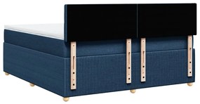 Κρεβάτι Boxspring με Στρώμα Μπλε 180x200 εκ. Υφασμάτινο - Μπλε